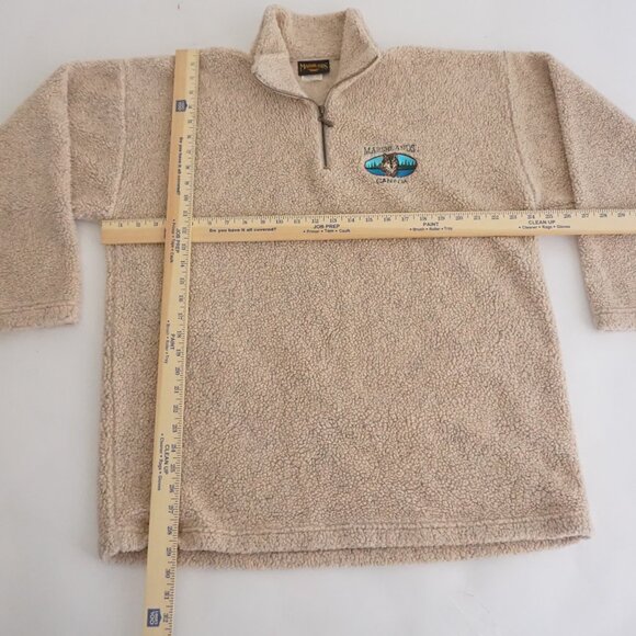 Vintage Marshlands Canada Beige Sherpa Wolf Embroidered Quarter Zip Fleece Large - Picture 3 of 10